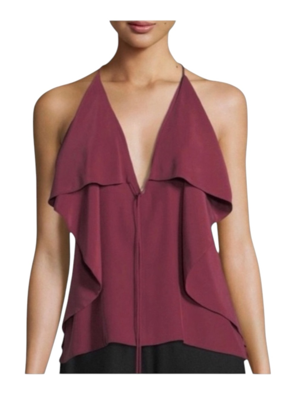 new Robert Rodriguez ★ Draped Overlay Strappy Silk Cami Cocktail Top ★ Wine 12 ★ - Picture 4 of 16
